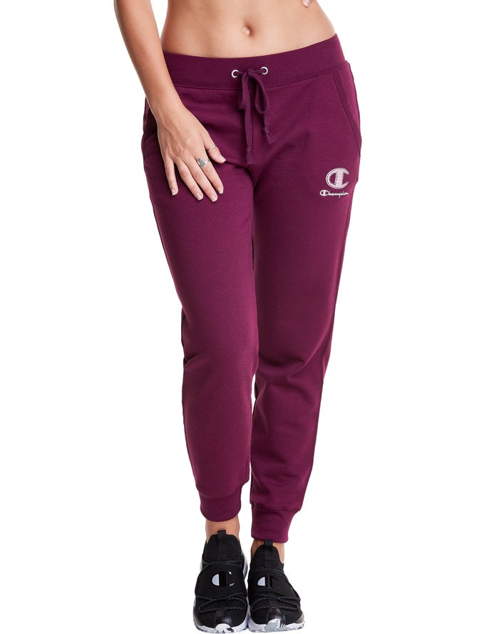 Jogger Champion Mujer - Powerblend Fleece Velvet Houndstooth Embroidered C Logo ( Moradas Oscuro ) 9